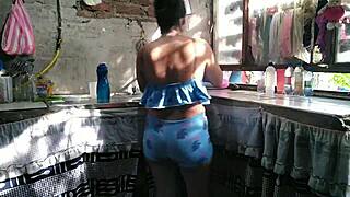 Seduced by Neighbor's Whore While Washing Dishes, She Licks My Ass