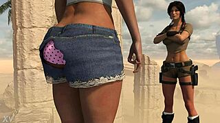 lara and sheva explore dorkily with ripped clothes.
