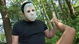 skinny whore opens asshole for rough anal outdoors