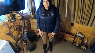 Preview Deepthroat In Camel Toe Leggins And Down Jacket 164 Brunette Milf Suckind In Shiny Leggings And Puffer Jacket Cumm