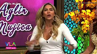 Aylin Mujica's Marked Nipples and Huge Ass in Mini Skirt