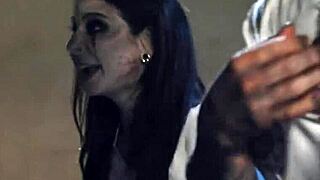 Wild foursome unfolds with hot babes at the eerie graveyard