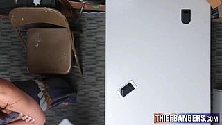 Shoplifter Teen 18+ Avi Love Gets Anal Cavity Search from Officer’s Big Cock. She Rides Hard in Hairy Brunette Action.