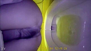 Asian teen pees hidden in toilet