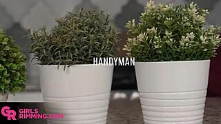 Girls Rimming - Flirty Redhead Charms The Handyman