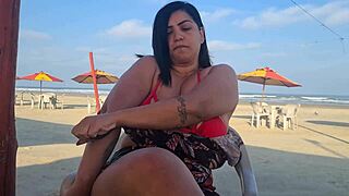 i’m burning up on the beach, wanna take my latina pussy for all