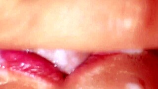 In this amateur story, she takes cum in mouth close up
