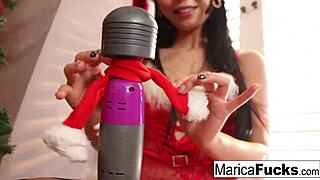 Japanese Marica celebrates Christmas with solo pussy play!