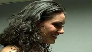 Kitchen lesbian threesome with busty milf Julia Ann