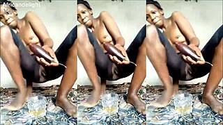 Milf Nikkie fucks huge eggplant and squirts