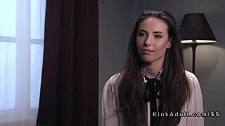 Tied up brunette flogged and anal banged.