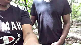 Black Couple Licks Ass In Forest