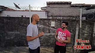 Boyfriend surprises girlfriend with two extra cocks for bareback triple penetration