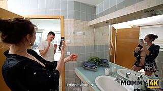 Mommy4k Janet Alfano showers hot then bangs young 18+ cock in bathroom fun.