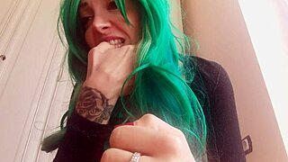 The sexy giantess in roleplay is hungry for you in her nerdy outfit