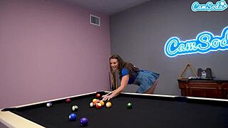 Camsoda - Two horny MILF lesbians get freaky licking on a pool table.