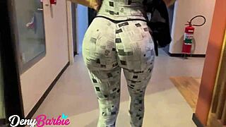 Blonde Girl Fucks Trainer In Bathroom After Workout.