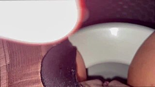 Arabian Snowwhite masturbates in bathroom, achieving multiple orgasms