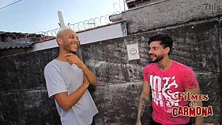 Boyfriend surprises girlfriend with two extra cocks for bareback triple penetration