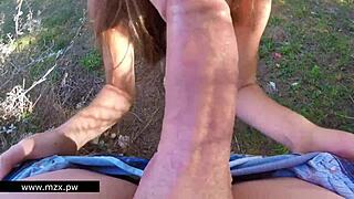 Public outing with girlfriend turns fun.