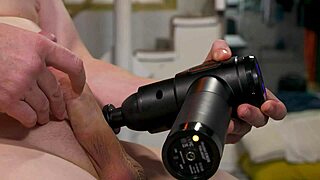 Detailed slow motion massage of big monster cock in solo session