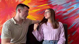 Latina college student with glasses seduces her professor to ace her English class.