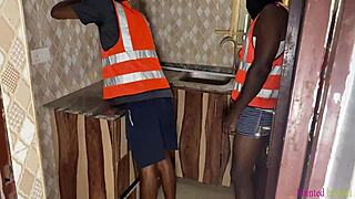 Black Ebony Trades Wet Pussy for Engineer Service Payment  