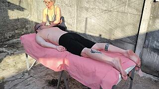 outdoor massage with bora and big tits