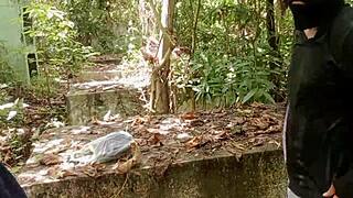 i fucked college babe deepthroat in abandoned cemetery, her curvy asian body close up