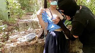 i fucked college babe deepthroat in abandoned cemetery, her curvy asian body close up