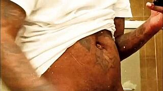 youngstarbrazy with tattoos warms up by sucking big black monster cock.