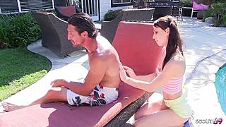 Slim Flexible Step-Daughter with Saggy Tits Seduces Step-Dad for Taboo Old-Young Fuck