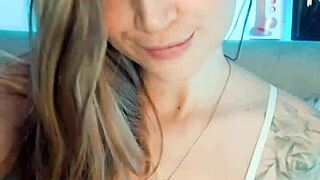 Webcam girl in cosplay smiles cutely