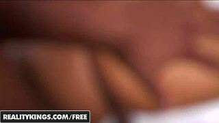 Cute ebony teen yasmine de leon talked into fucking