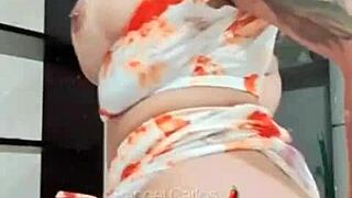 Hot Latina Brunette Teases With Her Big Pussy Lips And Delicious Tits