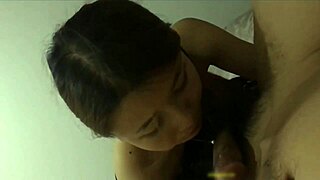 Chinese Amateur Couple's Intense Homemade Blowjob and Quick Thrusts.