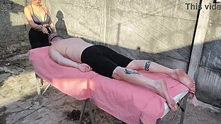 outdoor massage with bora and big tits