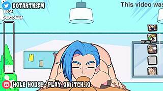 i can't stop watching jinx from league of legends getting fingered and deepthroated in multiple positions with creampies