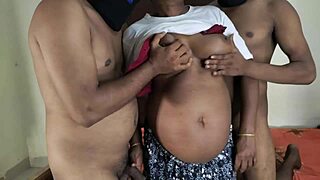 Bangladeshi Aunty in Wild Threesome Sex! Bent Over Doggy and Missionary Action with Natural Big Tits!