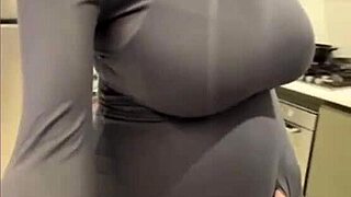 Milky Stepmom Licks Her Big Tits