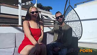 Couple Fantasies: Red Diamond Takes Double Cock in Deepthroat and Doggystyle Action