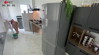 Hidden Camera Catches Latina Maid In Provocative Shorts Teasing Voyeur