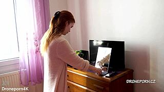 beautiful naked redhead karolinka applying makeup 😍