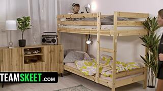 eveline dellai arrives at her shared hostel room and meets michael her new roommate