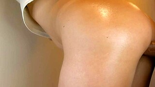 Beautiful japanese girl bent over in doggystyle pussy fucking