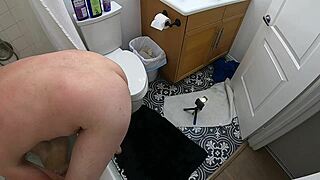 Asian skinny candy cruise gags on cock choking deepthroat in bathtub sucking penis!