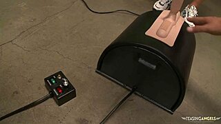 Busty brunette rides sybian then gets intense cock drilling and facial