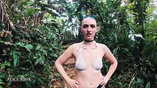 Alice Kink Strips Micro Bikini Publicly