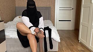 Helping hot Arab stepmom choose leggings leads to monster cock sex