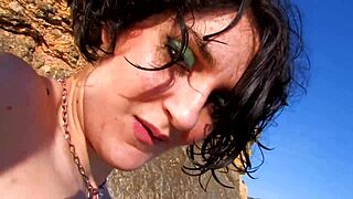 Skinny slut couple fucks hard with anal on the beach.